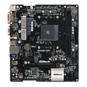 ASROCK – Asrock B450M-HDV R.40, AMD B450, AM4, Micro ATX, 2 DDR4, VGA, DVI, HDMI, M.2