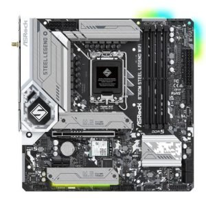 Asrock B760M STEEL LEGEND WIFI, Intel B760, 1700, Micro ATX, 4 DDR5, HDMI, DP, eDP, Wi-Fi 6E, 2.5G LAN, PCIe5, 3x M.2, RGB