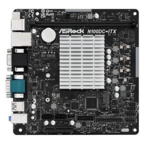 ASROCK – Asrock N100DC-ITX, Integrated Intel Quad-Core N100, Mini ITX, 1 DDR4, VGA, HDMI, DC Jack, Fanless Design, 1x M.2