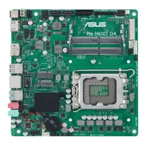 ASUS – Asus PRO H610T D4-CSM – Corporate Stable Model, Intel H610, 1700, Thin Mini ITX, 2 DDR4 SO-DIMM, HDMI, DP, LVDS, 19v DC in, 1x M.2