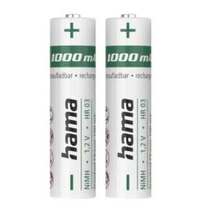 HAMA – Hama NiMH AAA Micro Rechargeable Batteries (2-Pack), 1000mAh, 1.2V