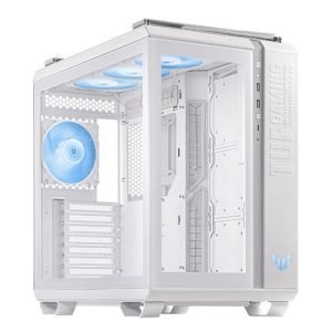 ASUS – Asus TUF Gaming GT502 Plus Case w/ Front & Side Glass Windows, ATX, Dual Chamber, Modular Design, 4x ARGB Fans & Lighting Hub, USB-C, Carry Handles, White