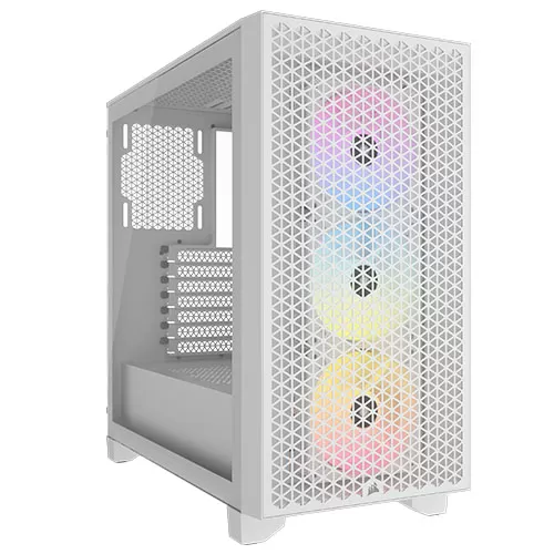 CORSAIR - Corsair 3000D RGB Airflow Gaming Case w/ Glass Window, ATX, 3x AR120 RGB Fans, GPU Cooling, 4-Slot GPU Support, High-Airflow Front, White