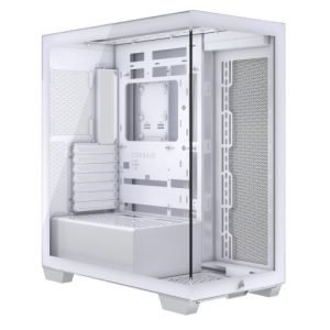 CORSAIR – Corsair 3500X Gaming Case w/ Glass Side & Front, E-ATX, No Fans, USB-C, Asus BTF Compatible, White