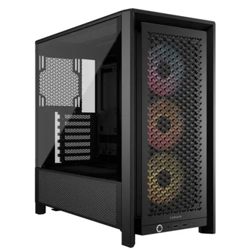 CORSAIR - Corsair FRAME 4000D RS ARGB Modular Gaming Case w/ Glass Side, E-ATX, 3x ARGB Fans, InfiniRail Fan Mounting, USB-C, Asus BTF Compatible, Black