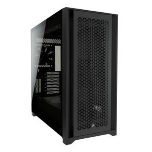 CORSAIR – Corsair 5000D Airflow Gaming Case w/ Glass Window, E-ATX, 2 x AirGuide Fans, High-Airflow Front Panel, USB-C, Black