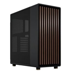 FRACTAL – Fractal Design North Charcoal Black (Black Solid) Case, ATX, Fine Mesh Side, 2 Fans, USB-C, Walnut Front