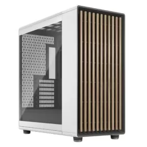 FRACTAL – Fractal Design North XL Chalk White (TG Clear) Case w/ Clear Glass Window, E-ATX, 3 PWM Fans, USB-C, Oak Front