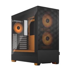 FRACTAL – Fractal Design Pop Air RGB (Orange Core TG) Gaming Case w/ Clear Glass Window, ATX, Hexagonal Mesh Front, Orange Interior/Accents, 3 RGB Fans & ARGB Controller