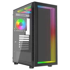VIDA - Vida Apeiron Black ARGB Gaming Case w/ Glass Side & Infinity Effect Front, ATX, 3x ARGB Fans, 6-Port Fan Hub & Remote Control