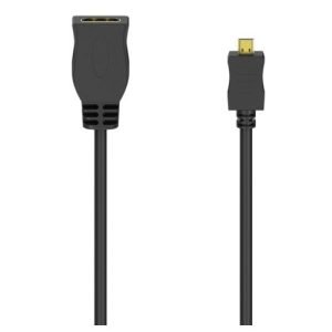 HAMA – Hama HDMI Type-D (Micro) Male to HDMI Female Cable, Gold-Plated, 10cm