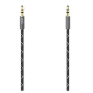 HAMA – Hama 3.5mm Jack Stereo Cable, Male to Male, Gold-Plated, Fabric Jacket, 1.5 Metre