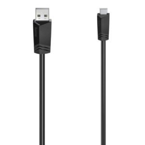 HAMA – Hama Mini USB Cable, USB-A Male to USB Mini B Male, USB 2.0, 0.75 Metre, Black