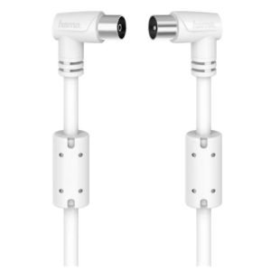 HAMA – Hama 90° Antenna Cable, Coax Male to Coax Female, 90dB, 1.5 Metre, White