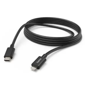 HAMA – Hama Charging/Data USB-C to Lightning Cable, 480Mbps, 3  Metre, Black, MFI Certified