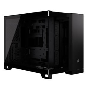 CORSAIR – Corsair 2500X Dual Chamber Gaming Case w/ Glass Side & Front, Micro ATX, Mesh Panels, USB-C, Asus BTF Compatible, Black