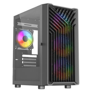 VIDA – Vida Cyclone Black ARGB Gaming Case w/ Glass Window, Micro ATX, 4x ARGB Fans, Grill/Mesh Front