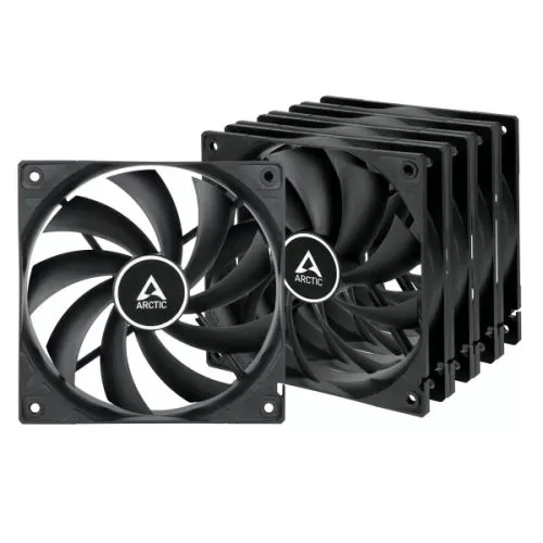 ARCTIC - Arctic F12 12cm PWM PST Case Fan (5 Pack), Black, 9 Blades, Fluid Dynamic, 230-1350 RPM