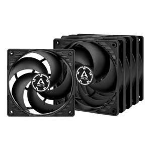 Arctic P12 Pressure Optimised 12cm Case Fans (5 Pack), Black, Fluid Dynamic, 1800 RPM, Value Pack