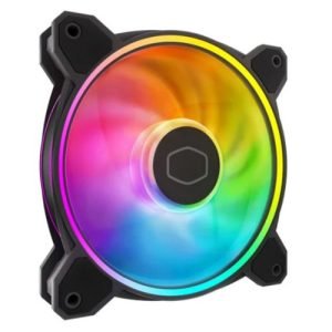 COOLER MASTER – Cooler Master MasterFan MF120 Halo2 ARGB PWM 12cm Case Fan, Dual Loop Lighting, 0-2050 RPM, Rifle Bearing, Black