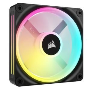 CORSAIR – Corsair iCUE LINK QX120 12cm PWM RGB Case Fan, 34 RGB LEDs, Magnetic Dome Bearing, 2400 RPM, Black, Single Fan Expansion Kit