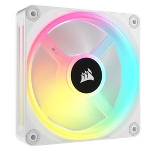 CORSAIR – Corsair iCUE LINK QX120 12cm PWM RGB Case Fan, 34 RGB LEDs, Magnetic Dome Bearing, 2400 RPM, White, Single Fan Expansion Kit