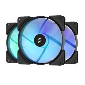 FRACTAL – Fractal Design Aspect 14 14cm RGB PWM Case Fans (3 Pack), Rifle Bearing, Supports Chaining, Aerodynamic Stator Struts, 500-1700 RPM, Black Frame