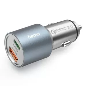 HAMA – Hama USB Fast Charge Car Adapter, USB-C & USB-A, Power Delivery, Qualcomm 3.0, 38W, Metal