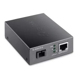 TP-LINK - LINK (TL-FC311A-2) Gigabit WDM Media Converter, Fiber up to 2km, Auto-Negotiation RJ45 Port, GB SC Fiber Port, 1550 nm TX, 1310 nm RX
