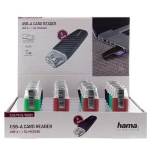 HAMA – Hama External USB 2.0 Card Reader x24 Multipack, SD/microSD, Various Colours, Display Case