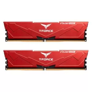 TEAM - Team T-Force Vulcan 32GB Kit (2 x 16GB), DDR5, 6400MHz (PC5-5120), CL40, ECC, XMP 3.0, PMIC, DIMM Memory, Red