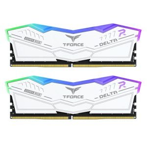 TEAM – Team T-Force Delta RGB 32GB Kit (2 x 16GB), DDR5, 7200MHz (PC5-57600), CL34, ECC, XMP 3.0, PMIC, DIMM Memory, White