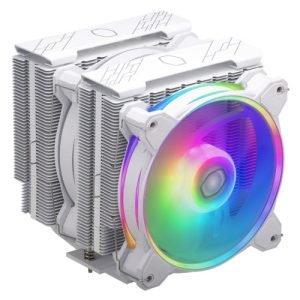 COOLER MASTER – Cooler Master Hyper 622 Halo ARGB Dual Tower Heatsink & Fans, Intel/AMD, 6 Heat Pipes, 2x ARGB Fans, 157mm High, White