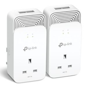 TP-LINK – TP-LINK (PG2400P KIT) Wired 1428Mbps G.hn2400 Powerline Adapter Kit, AC Pass Through, 2-Port, Power Saving Mode