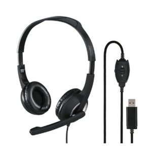 HAMA – Hama (HS-USB250) Lightweight Office Headset with Boom Microphone, USB, Padded Ear Pads, In-line Controls