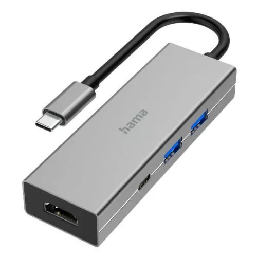 HAMA - Hama 4-Port USB-C 3.2 Gen1 Hub w/ HDMI, 2x USB-A, 1x USB-C, 1x HDMI, Aluminium