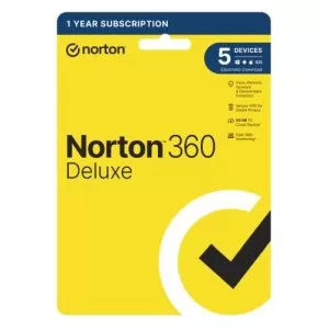 NORTON - Norton 360 Deluxe 1x 5 Device, 1 Year Retail Licence - 50GB Cloud Storage - PC, Mac, iOS & Android *Non-enrolment*