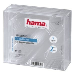 HAMA – Hama 5x Double CD/DVD/Blu-Ray Cases, 2 Discs per case, Transparent