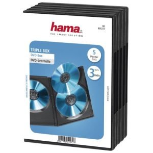 HAMA – Hama 5x Triple DVD/Blu-Ray Jewel Cases, 3 Discs per case, Black