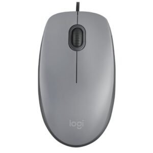 LOGITECH – Logitech M110 Silent Wired Optical Mouse, USB, 1000 DPI, Ambidextrous, Mid Grey