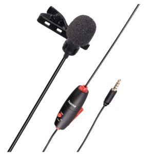 HAMA – Hama Smart Lavalier Clip-On Microphone, 3.5mm Jack, On/Off Switch, 6 Metre Cable, Bag