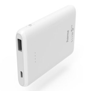 HAMA – Hama SLIM 5HD 5000mAh Fast Charge Powerbank, 1x USB-A, LED Capacity Indicator, White