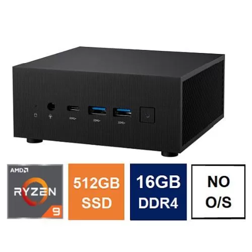 SPIRE PC - Spire Mini PC, Asus PN52 Case, Ryzen 9 5900HX, 16GB 3200MHz, 512GB SSD, 2.5G LAN, Wi-Fi 6E, HDMI, DP, USB-C, VESA Mountable, No Operating System