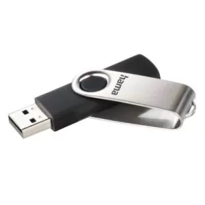 HAMA – Hama Rotate 128GB USB 2.0 Memory Pen, Rotating Cap, Keyring, Black/Silver