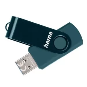 HAMA – Hama Rotate 128GB USB 3.0 Memory Pen, Rotating Cap, Keyring, Petrol Blue