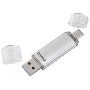 HAMA – Hama C-Laeta 16GB USB-A & USB-C Memory Pen, Metal Casing, OTG, 40MB/s, Silver