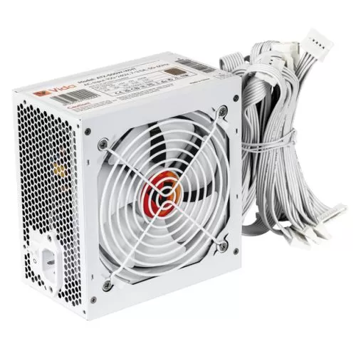 VIDA - Vida 500W ATX PSU, 80+ Bronze, Fluid Dynamic Ultra-Quiet Fan, PCIe, Flat White Cables, Power Lead Not Included, White