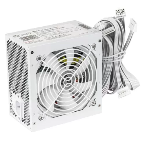 VIDA - Vida Lite 650W ATX PSU, Fluid Dynamic Ultra-Quiet Fan, PCIe, Flat White Cables, Power Lead Not Included, White