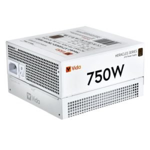 VIDA – Vida 750W Heracles White ATX Gaming PSU, 80+ Bronze, 14cm Ultra-Quiet FDM Fan, Flat White Cables, Power Lead Not Included