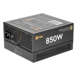 VIDA – Vida 850W Heracles Black ATX 3.1 Gaming PSU, 80+ Gold, Fully Modular, 14cm Ultra-Quiet FDM Fan, Flat Black Cables, PCIe 5.1, Power Lead Not Included